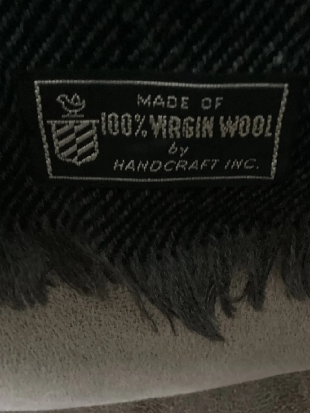 Unisex  Virgin wool black & grey plaid scarf new condition no tag